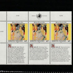 Natiunile Unite Vienna 1991-Drepturile omului Art.18,dant,MNH,Mi.124Zf1-124Zf3