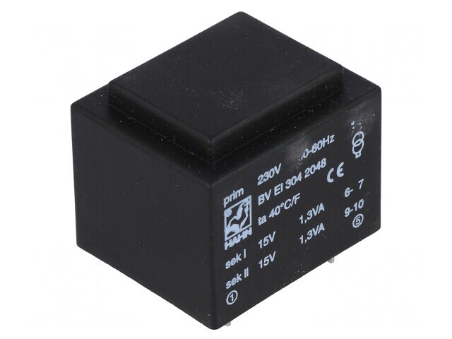 Transformator &icirc;ncapsulat 2,6VA 230VAC 15V 15V PCB