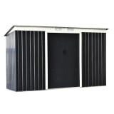 Casuta/magazie/sopron de gradina pentru depozitare unelte, cu structura baza inclusa, otel si PP, gri inchis, 280x130x172 cm, ART