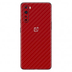 Set Folii Skin Acoperire 360 Compatibile cu OnePlus Nord 5G (Set 2) - ApcGsm Wraps Carbon Geranium Red