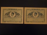 ROMANIA - 100 lei 1945 UNC - 2 Buc. Culori Diferite