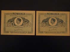 ROMANIA - 100 lei 1945 UNC - 2 Buc. Culori Diferite foto