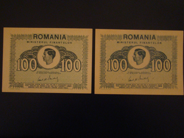 ROMANIA - 100 lei 1945 UNC - 2 Buc. Culori Diferite