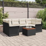 vidaXL Set de canapele pentru grădină cu pernă 7 pcs Negru și Crem 3355947