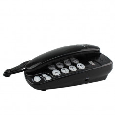 Telefon fix cu fir, montabil pe perete tastatura iluminata, redial, mute, flash culoare negru foto