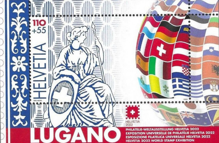 ELVETIA 2022 Expozitia Filatelica Mondiala - LUGANO Colita Dantelata MNH**