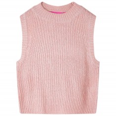 Vestă pulover pentru copii tricotată, roz deschis, 140