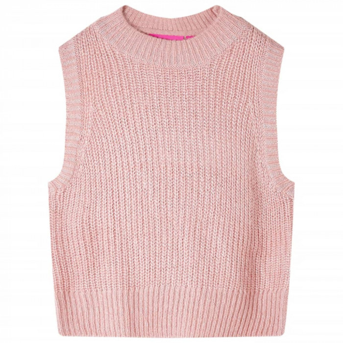 Vestă pulover pentru copii tricotată, roz deschis, 140 14513