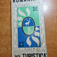 harta romania turistica - din anul 1969 - dimensiuni 90/67 cm