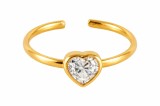 Cumpara ieftin Inel deschis placat cu aur cu zirconiu alb Love