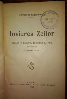 INVIEREA ZEILOR de DIMITRIE DE MEREJKOWSKI, 1924 foto