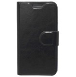 Husa tip carte cu stand neagra (cu decupaj difuzor) pentru HTC Desire 210, Cu clapeta, Piele Ecologica