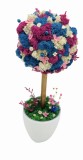 Aranjament floral tip Copacel Pomisor cu licheni naturali stabilizati si plante naturale criogenate si uscate, Eventissimi , Albastru mov, 36 cm, vaza, Eventissimi&reg;