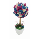 Aranjament floral tip Copacel Pomisor cu licheni naturali stabilizati si plante naturale criogenate si uscate, Eventissimi , Albastru mov, 36 cm, vaza