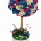 Aranjament floral tip Copacel Pomisor cu licheni naturali stabilizati si plante naturale criogenate si uscate, Eventissimi , Albastru mov, 36 cm, vaza