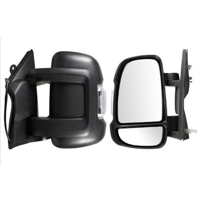 Oglinda exterioara Citroen Jumper, Fiat Ducato, Peugeot Boxer, 2006-, partea Stanga, culoare sticla crom, sticla convexa, cu carcasa neagra, ajustare foto