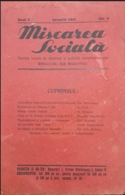 1931 Mișcarea Socială anul II no. 4, ia, Ilie Moscovici, București CVP bolsevism foto