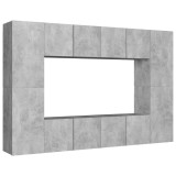 Cumpara ieftin Set de dulapuri TV, 8 piese, gri beton, lemn prelucrat