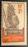 Afrique &Eacute;quatoriale Fran&ccedil;aise &ndash; Gabon &ndash; Timbre 1F &ndash; Războinic African &ndash; Colonie Franceză