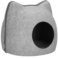 Patut pisici si caini, moale si pufos, antiderapant, perna detasabila, 38x36x36 cm, gri Household NewTrend