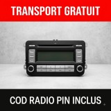 VW Golf 5 Passat B6 Radio Original RCD 300 MP3 Grundig 1K0 035 186 AF Cod Deblocare Inclus Testat