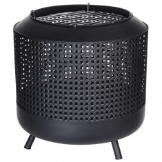 ProGarden Cos de foc cu grilaj pentru gratar, negru, 50x51 cm GartenMobel Dekor