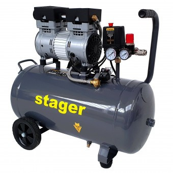 Stager HM0.75JW/50 compresor aer, 50L, 8bar, 165L/min, monofazat, angrenare directa, silentios - 6960270410036 foto