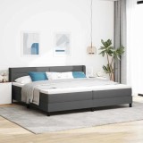 Cumpara ieftin Pat cu arcuri cu headboard Gri inchis 200 x 200 cm tesatura