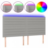Cumpara ieftin Tablie de pat cu LED, gri deschis, 180x5x118/128 cm, textil