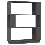 Cumpara ieftin Biblioteca/Separator camera, gri, 80x25x101 cm lemn masiv pin