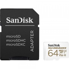 Card Memorie microSDXC SanDisk MAX Endurance, 64Gb, Clasa 10 / UHS-1 U3, Cu Adaptor SDSQQVR-064G-GN6IA