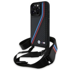 BMW - Leather M Edition Carbon Tricolor Lines &amp;amp;amp; Strap (BMHCP16X23PSVTK) - iPhone 16 Pro Max - Black foto