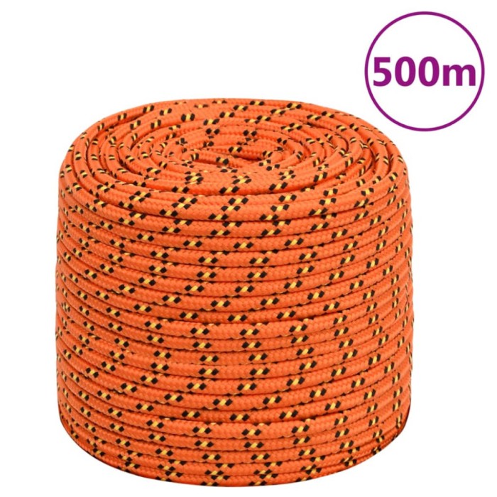 vidaXL Fr&acirc;nghie de barcă, portocaliu, 8 mm, 500 m, polipropilenă