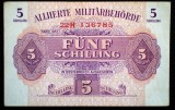 55 AUSTRIA WWII OCUPATIA ALIATA 5 SCHILLING 1944 XF+/AUNC SR. 785