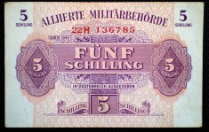 55 AUSTRIA WWII OCUPATIA ALIATA 5 SCHILLING 1944 XF+/AUNC SR. 785