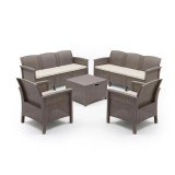 Set mobilier gradina Leziter Venus Large pentru 8 persoane, Rattan Sintetic, Cappuccino