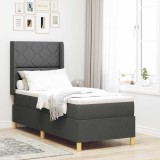 VidaXL Pat cu saltea cu arcuri gri &icirc;nchis 80x200 cm, țesătură