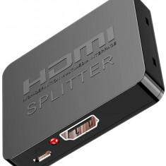 Splitter HDMI TarTek cu 2 porturi, 1 intrare - 2 iesiri, 3D, 4K x 2K, FULL HD, alimentare cablu USB, vizionare 2 monitoare in acelasi timp