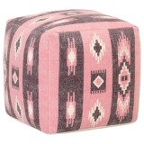 Cumpara ieftin Taburet puf, roz, 45 x 45 x 45 cm, bumbac, design imprimat