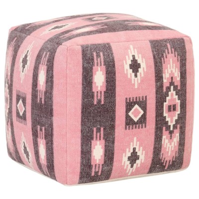 Taburet puf, roz, 45 x 45 x 45 cm, bumbac, design imprimat foto