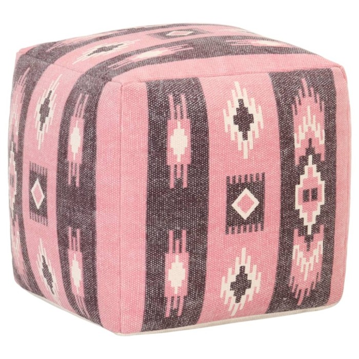 Taburet puf, roz, 45 x 45 x 45 cm, bumbac, design imprimat