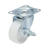 Roata pivotanta cu frana 50x22 mm din polipropilena alba, 30 kg
