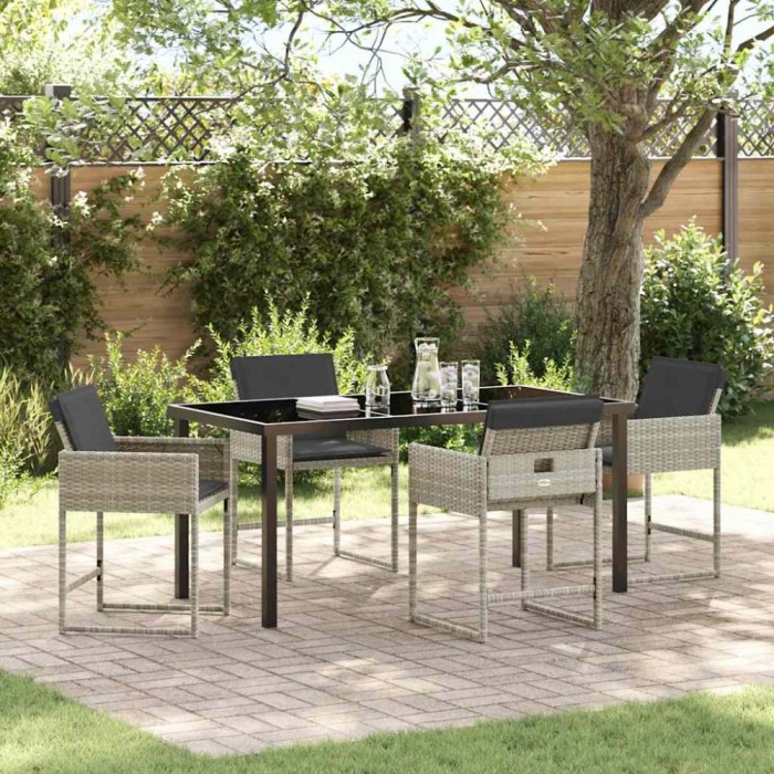 vidaXL Set de masă pentru grădină 5 pcs Gri deschis poliratan