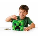 Pușculiță Minecraft Creeper pentru copii, din lemn, verde-negru, 14 x 14 x 14 cm