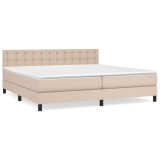 Cumpara ieftin Pat continental cu saltea, cappuccino, 200x200 cm, piele eco