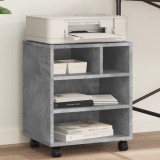 Suport imprimanta cu roti Gossi, gri beton, 41x32x48 cm, lemn, multifunctional