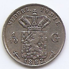 Indiile de Est Olandeze 1/10 Gulden 1882 - W. III/Wilh, Argint 1.25g/720, KM-304