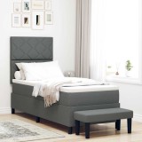 Cumpara ieftin Pat cu arcuri cu saltea Gri &icirc;nchis 80 x 200 cm țesătură
