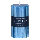 Lumanare decorativa glitter cu linii in relief, 7x12 cm