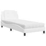 Cumpara ieftin Pat cu saltea, Zadar, alb, 90x200 cm, piele ecologica